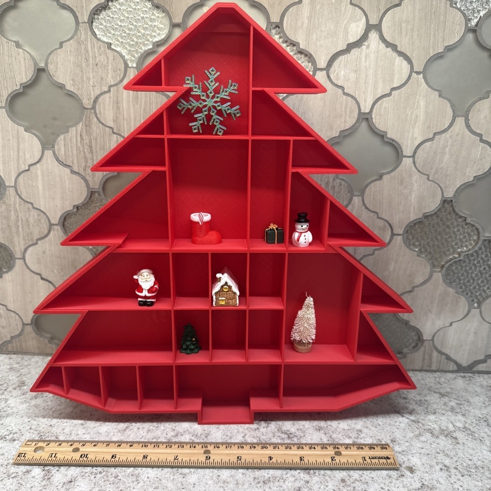 Christmas‎ Tree Minis Trinket Shelf 3D Printed Miniatures Dollhouse Red
